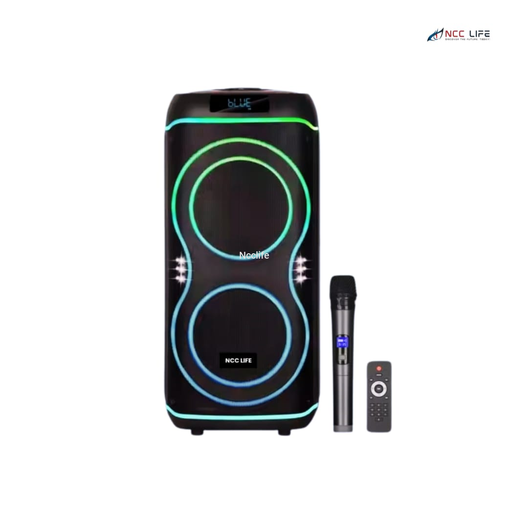 NCClife NCC-822 Karaoke Bluetooth Speaker – Dual 8″ Party System with Rechargeable & DC Input