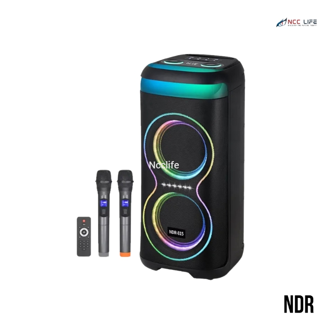 NDR 815 Wireless Karaoke Bluetooth Speaker – Dual 8" Party Speaker with Mic