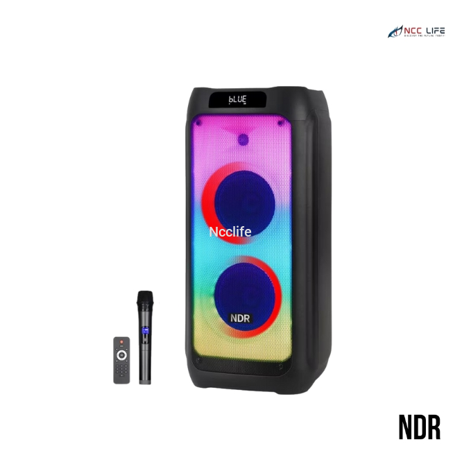 NDR 1608 Wireless Karaoke Bluetooth Speaker – Dual 8" Party Speaker with Mic