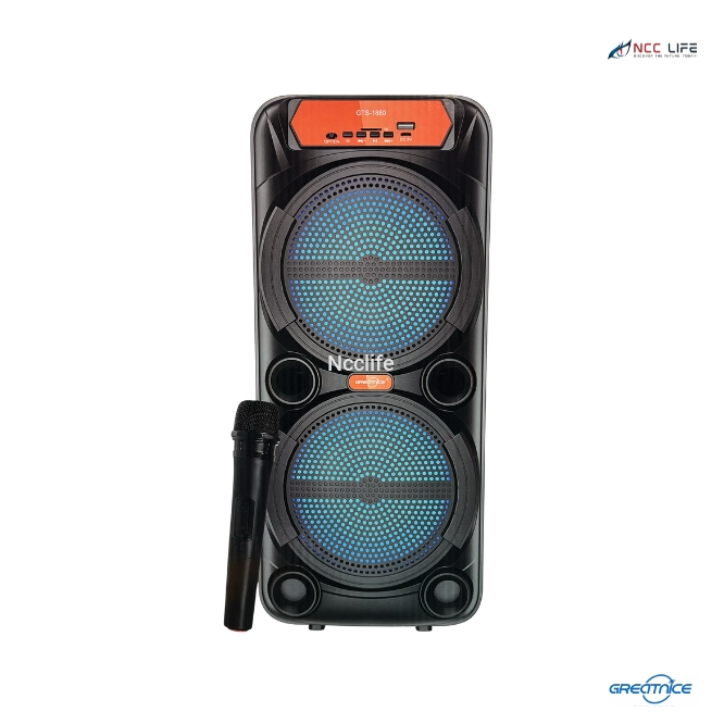 GTS-1880 Portable Bluetooth Speaker with Wireless Microphone – 6.5" Karaoke Party Speaker